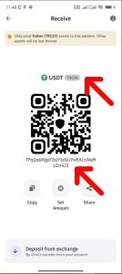 دریافت آدرس تتر از کیف پول بر بستر TRC20