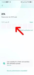 وارد کردن کد یک‌بار مصرف برای تأیید برداشت تتر